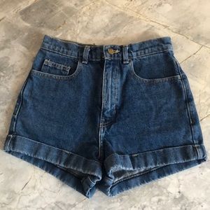 American Apparel high rise denim shorts